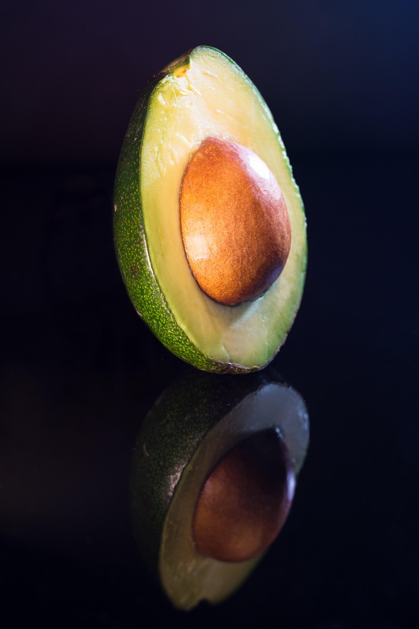 A halved avocado