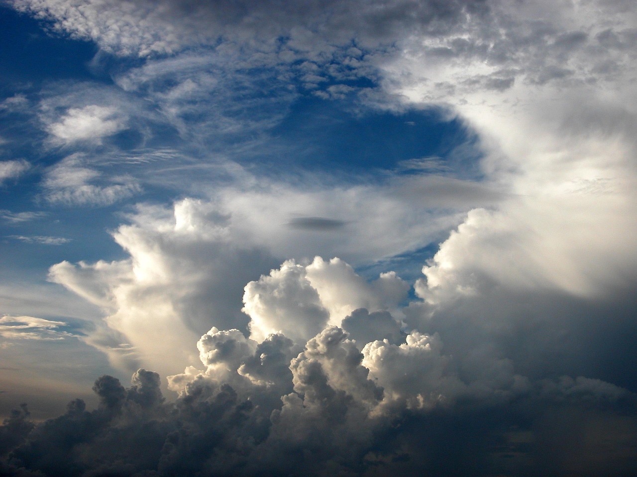 Cloud formations in a blue sky